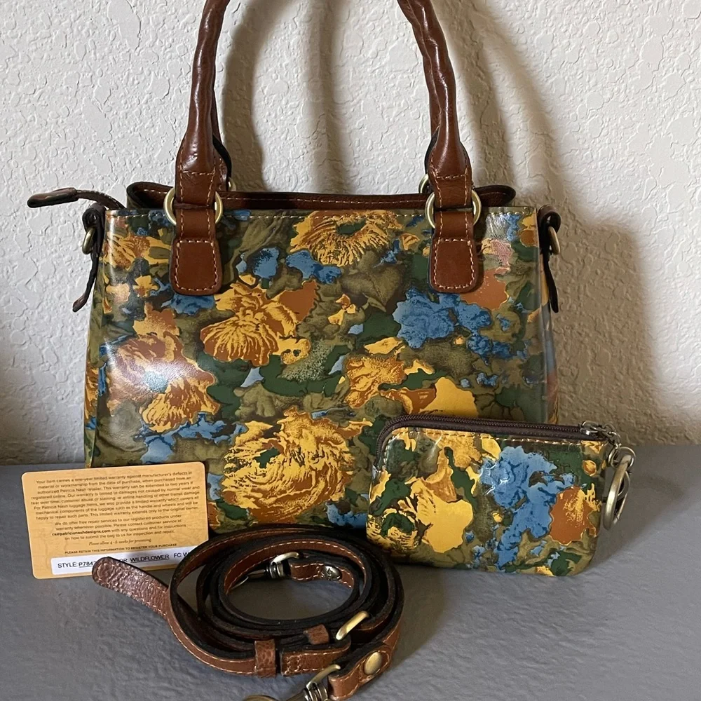 Leather Patricia Nash Floral Handbag 2 Piece Set